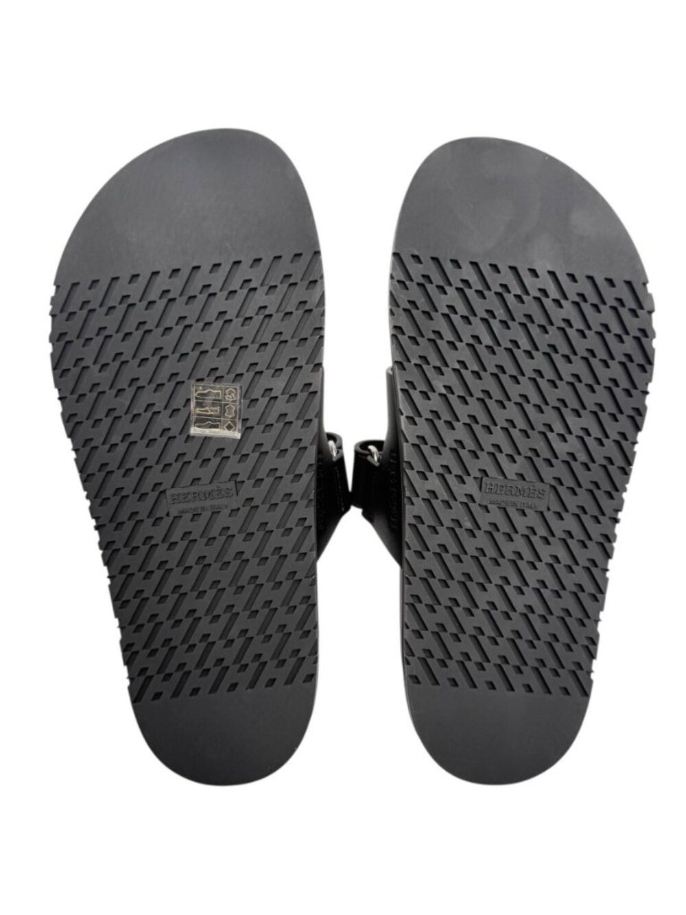 HERMES Black Calfskin Chypre Velcro Strap Sandals Sz 7 - Picture 8 of 10
